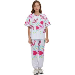 Flowers T- Shirt Batik Flower Pattern T- Shirt Kids  Tee And Pants Sports Set