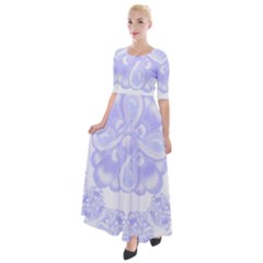 Flowers T- Shirt Blue Zentangles Pattern T- Shirt Half Sleeves Maxi Dress by maxcute