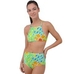 Flowers T- Shirt Colorful Flowers T- Shirt High Waist Tankini Set by maxcute