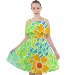 Flowers T- Shirt Colorful Flowers T- Shirt Cut Out Shoulders Chiffon Dress by maxcute