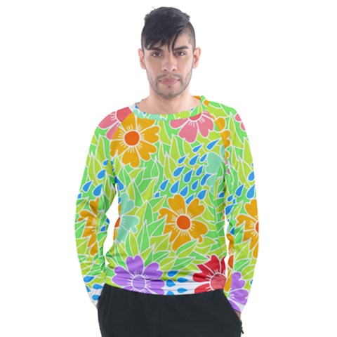 Flowers T- Shirt Colorful Flowers T- Shirt Men s Long Sleeve Raglan Tee by maxcute