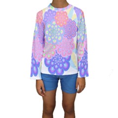 Flowers T- Shirt Flower Bouquet Pink, Purple, Blue T- Shirt Kids  Long Sleeve Swimwear by maxcute