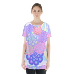 Flowers T- Shirt Flower Bouquet Pink, Purple, Blue T- Shirt Skirt Hem Sports Top by maxcute