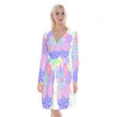 Flowers T- Shirt Flower Bouquet Pink, Purple, Blue T- Shirt Long Sleeve Velvet Front Wrap Dress by maxcute