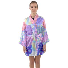 Flowers T- Shirt Flower Bouquet Pink, Purple, Blue T- Shirt Long Sleeve Satin Kimono by maxcute