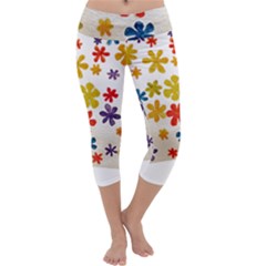 Flowers T- Shirt Flower Power T- Shirt Capri Yoga Leggings by maxcute