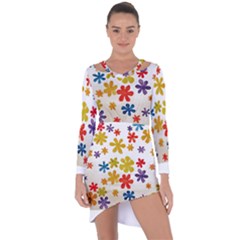 Flowers T- Shirt Flower Power T- Shirt Asymmetric Cut-out Shift Dress by maxcute