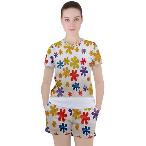 Flowers T- Shirt Flower Power T- Shirt Women s Tee And Shorts Set by maxcute