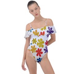 Flowers T- Shirt Flower Power T- Shirt Frill Detail One Piece Swimsuit by maxcute