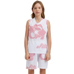 Flowers T- Shirt Flowers Pattern T- Shirt Kids  Basketball Mesh Set