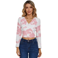 Flowers T- Shirt Flowers Pattern T- Shirt Long Sleeve V-neck Top