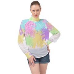 Flowers T- Shirt Just Flowers T- Shirt High Neck Long Sleeve Chiffon Top by maxcute