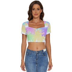 Flowers T- Shirt Just Flowers T- Shirt Short Sleeve Square Neckline Crop Top 