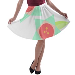 Flowers T- Shirt Modern Geometric Flowers T- Shirt A-line Skater Skirt by maxcute