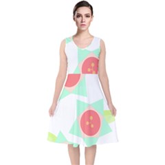 Flowers T- Shirt Modern Geometric Flowers T- Shirt V-neck Midi Sleeveless Dress  by maxcute