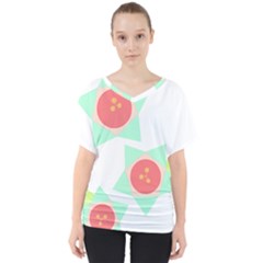 Flowers T- Shirt Modern Geometric Flowers T- Shirt V-neck Dolman Drape Top by maxcute