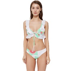 Flowers T- Shirt Modern Geometric Flowers T- Shirt Low Cut Ruffle Edge Bikini Set