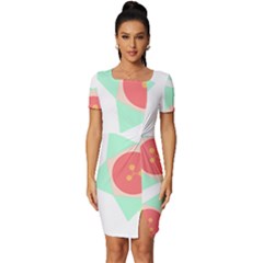 Flowers T- Shirt Modern Geometric Flowers T- Shirt Fitted Knot Split End Bodycon Dress