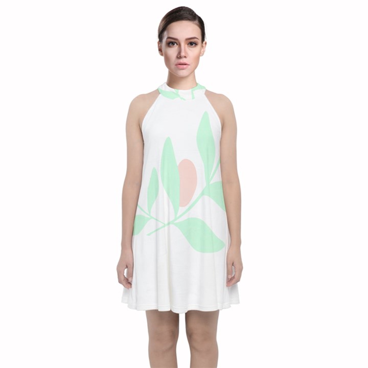 Flowers T- Shirtbeautiful Plant T- Shirt Velvet Halter Neckline Dress 