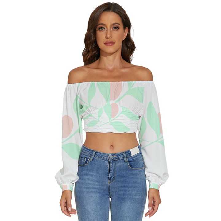 Flowers T- Shirtbeautiful Plant T- Shirt Long Sleeve Crinkled Weave Crop Top