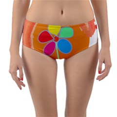 Flowers T- Shirtflowers And Sun T- Shirt Reversible Mid-waist Bikini Bottoms by maxcute