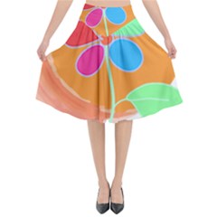 Flowers T- Shirtflowers And Sun T- Shirt Flared Midi Skirt by maxcute