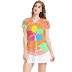 Flowers T- Shirtflowers And Sun T- Shirt Women s Sports Skirt