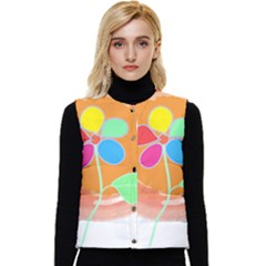 Flowers T- Shirtflowers And Sun T- Shirt Women s Short Button Up Puffer Vest by maxcute