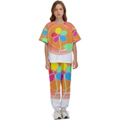 Flowers T- Shirtflowers And Sun T- Shirt Kids  Tee And Pants Sports Set