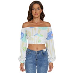 Flowers T- Shirtflowers T- Shirt (2) Long Sleeve Crinkled Weave Crop Top