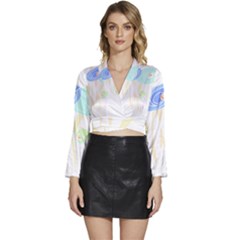 Flowers T- Shirtflowers T- Shirt (2) Long Sleeve Tie Back Satin Wrap Top