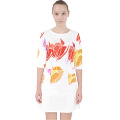 Flowers T- Shirtflowers T- Shirt (3) Quarter Sleeve Pocket Dress