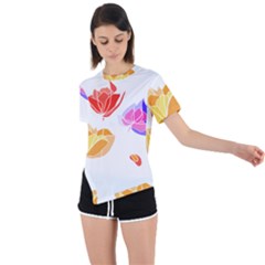 Flowers T- Shirtflowers T- Shirt (3) Asymmetrical Short Sleeve Sports Tee by maxcute