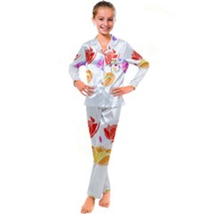 Flowers T- Shirtflowers T- Shirt (3) Kid s Satin Long Sleeve Pajamas Set by maxcute