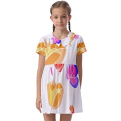 Flowers T- Shirtflowers T- Shirt (3) Kids  Asymmetric Collar Dress by maxcute