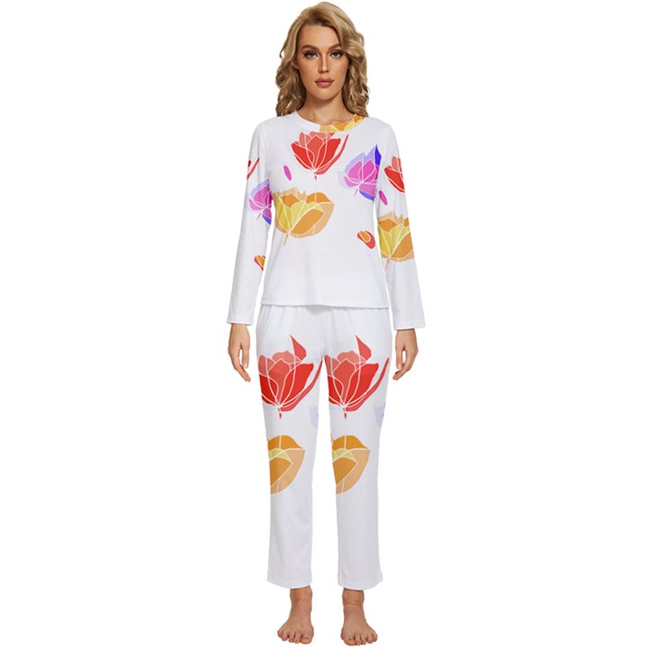 Flowers T- Shirtflowers T- Shirt (3) Womens  Long Sleeve Lightweight Pajamas Set