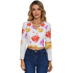 Flowers T- Shirtflowers T- Shirt (3) Long Sleeve V-neck Top