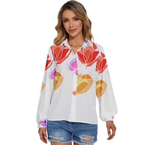 Flowers T- Shirtflowers T- Shirt (3) Women s Long Sleeve Button Down Shirt by maxcute