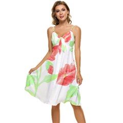 Flowers T- Shirtflowers T- Shirt Sleeveless Tie Front Chiffon Dress