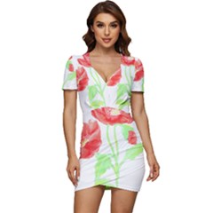 Flowers T- Shirtflowers T- Shirt Low Cut Cap Sleeve Mini Dress