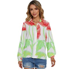 Flowers T- Shirtflowers T- Shirt Women s Long Sleeve Button Down Shirt