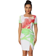 Flowers T- Shirtflowers T- Shirt Fitted Knot Split End Bodycon Dress