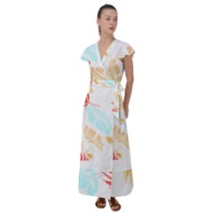 Forest T- Shirt Forest Tropical T- Shirt Flutter Sleeve Maxi Dress by maxcute