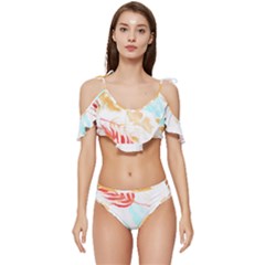 Forest T- Shirt Forest Tropical T- Shirt Ruffle Edge Tie Up Bikini Set	