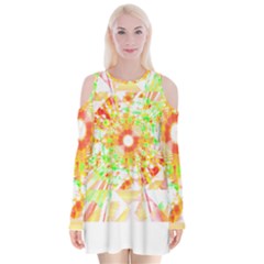 Fractal Artwork T- Shirt Sun Ray Life T- Shirt Velvet Long Sleeve Shoulder Cutout Dress by maxcute