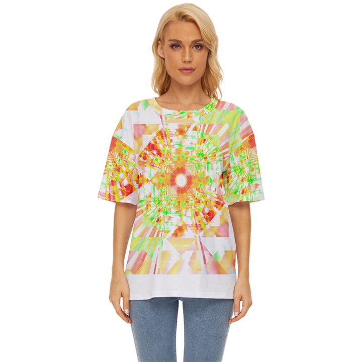 Fractal Artwork T- Shirt Sun Ray Life T- Shirt Oversized Basic Tee