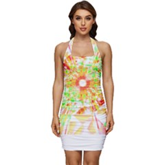 Fractal Artwork T- Shirt Sun Ray Life T- Shirt Sleeveless Wide Square Neckline Ruched Bodycon Dress by maxcute