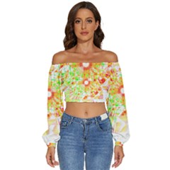 Fractal Artwork T- Shirt Sun Ray Life T- Shirt Long Sleeve Crinkled Weave Crop Top