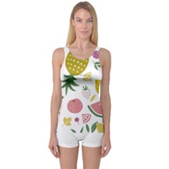 Fruits T- Shirt Funny Summer Fruits Collage Fruit Bright Colors T- Shirt One Piece Boyleg Swimsuit by maxcute