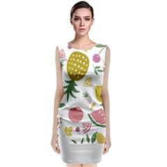 Fruits T- Shirt Funny Summer Fruits Collage Fruit Bright Colors T- Shirt Sleeveless Velvet Midi Dress